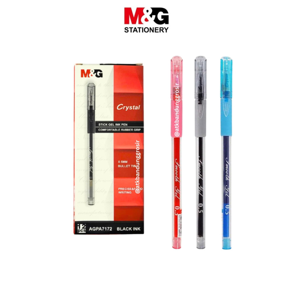 

Pulpen Gel M&G Smooth Gel Pen STICK GEL Tip 0.5 Mm Niddle Tip Seperti Jarum Warna Hitam Biru Merah #AGPA7172 SHESB