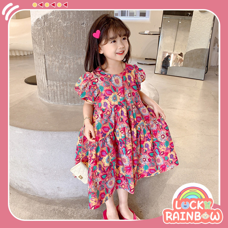 Dress Cantik Anak Perempuan Buaju Dres Ank Cewek Dres Anak Tangan Pendek Usia Sedang Dresh Anaj Keci