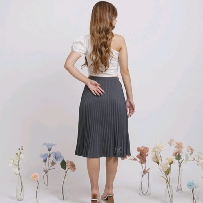 MURAH✨ - R712 ROK PLISKET PENDEK JERSEY KOREA WANITA MURAH - navy