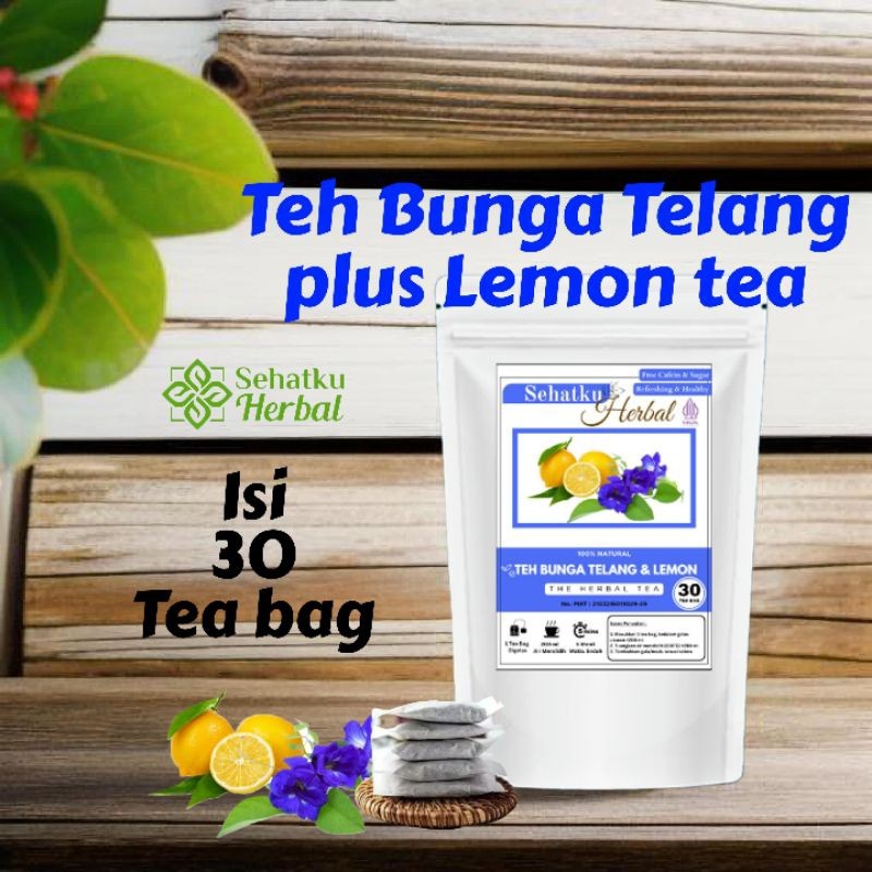 

SEHATKUHERBAL Teh Bunga telang plus Lemon tea : Butterfly pea flower with Lemon tea Isi 30 Tea Bag