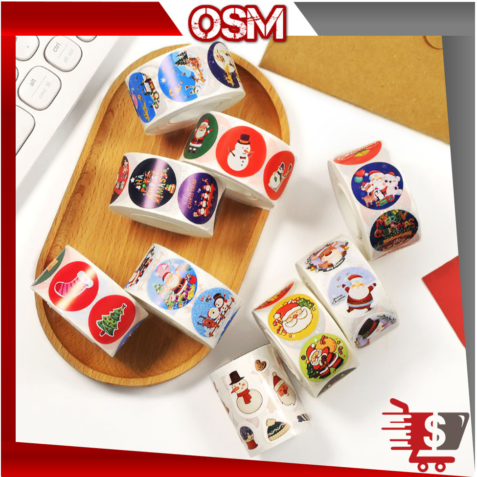 

Online Shopping Mall - 6464 Stiker Label Hampers Natal / 1 Roll 500 PCS Stiker Kado
