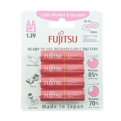 Baterai AA 4pcs 950 mAh Bisa dicharge Batu Batre Cas Fujitsu Battery