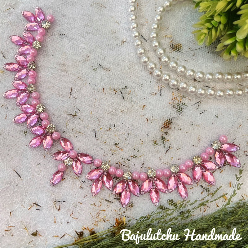 PB - Payet Leher rangkai instan pink bisa request warna dusty pink rose pink rosegold hijau biru ora