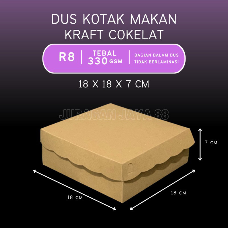 

Dus Kotak Makan R8 18cm x 18cm x 7cm Kraft Cokelat (Ketebalan 330gram) | Kotak Kue / Nasi VICTORY JPN