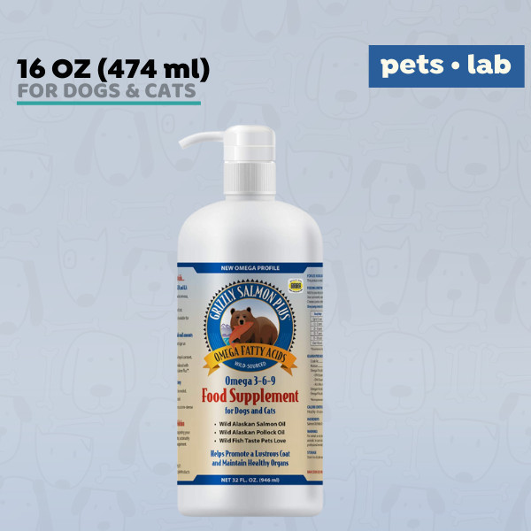 Grizzly Salmon Plus Wild Alaskan Fish Oil Dog Cat Omega Anjing Kucing