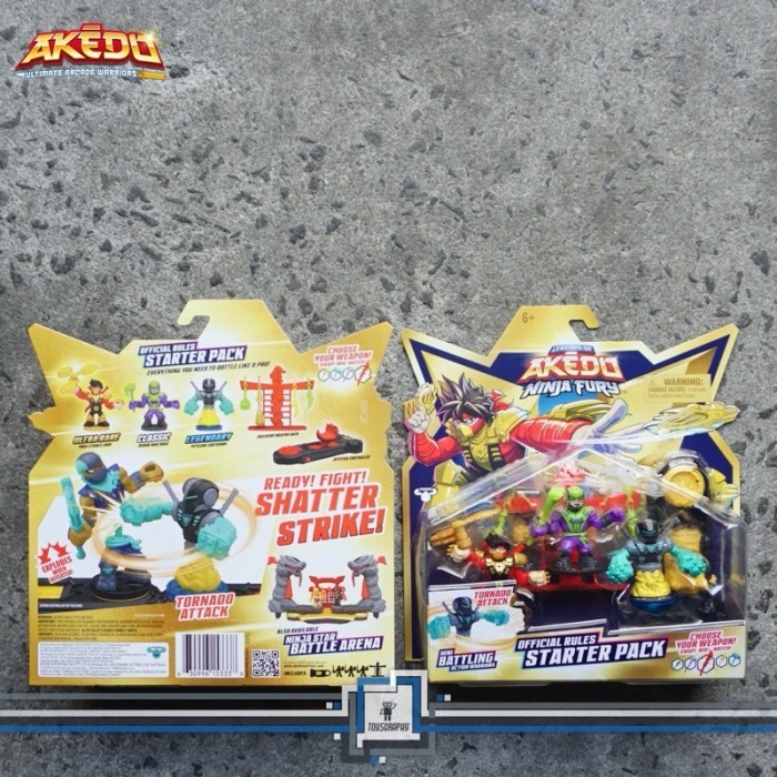 Akedo Ninja Fury Mini Battling Action Warriors Starter Pack Weapon Rack with Joystick