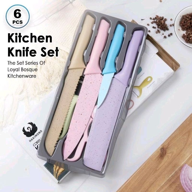 pisau dapur set 6 in 1 Stainless steel Rainbow/ pisau multifungsi