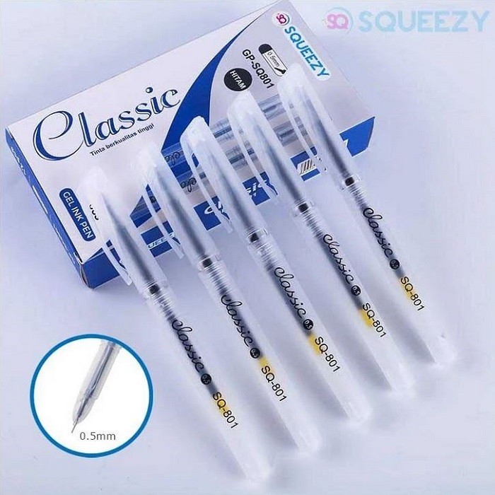 

Squeezy Pulpen Gel Classic Hitam 0.5mm GP-SQ801 Satuan