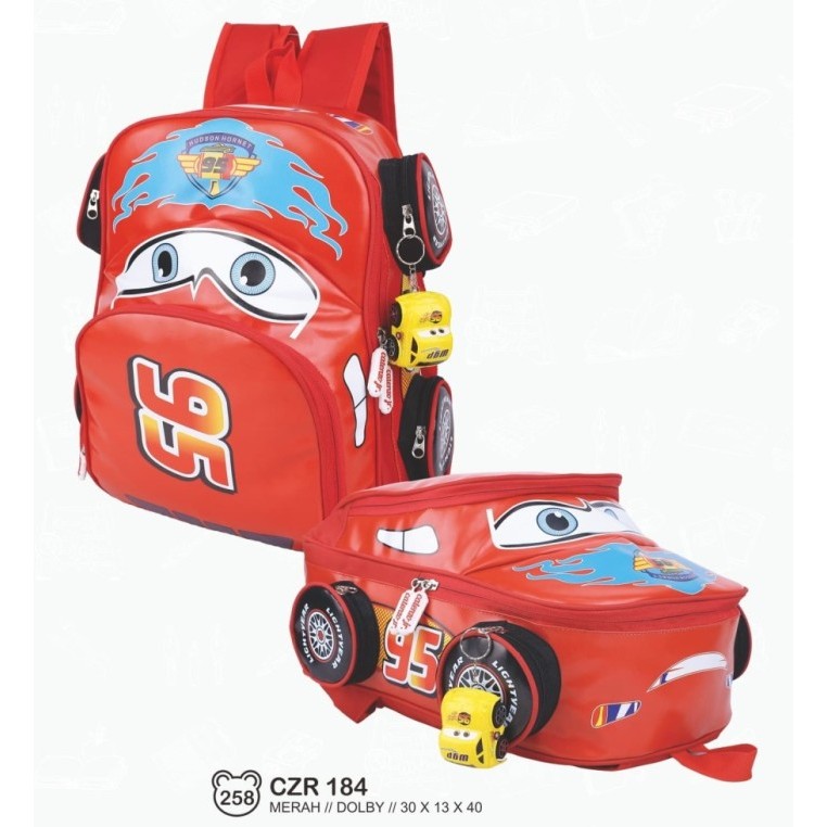 tas karakter mobil azr / tas gendong sekolah / tas anak laki laki cowo