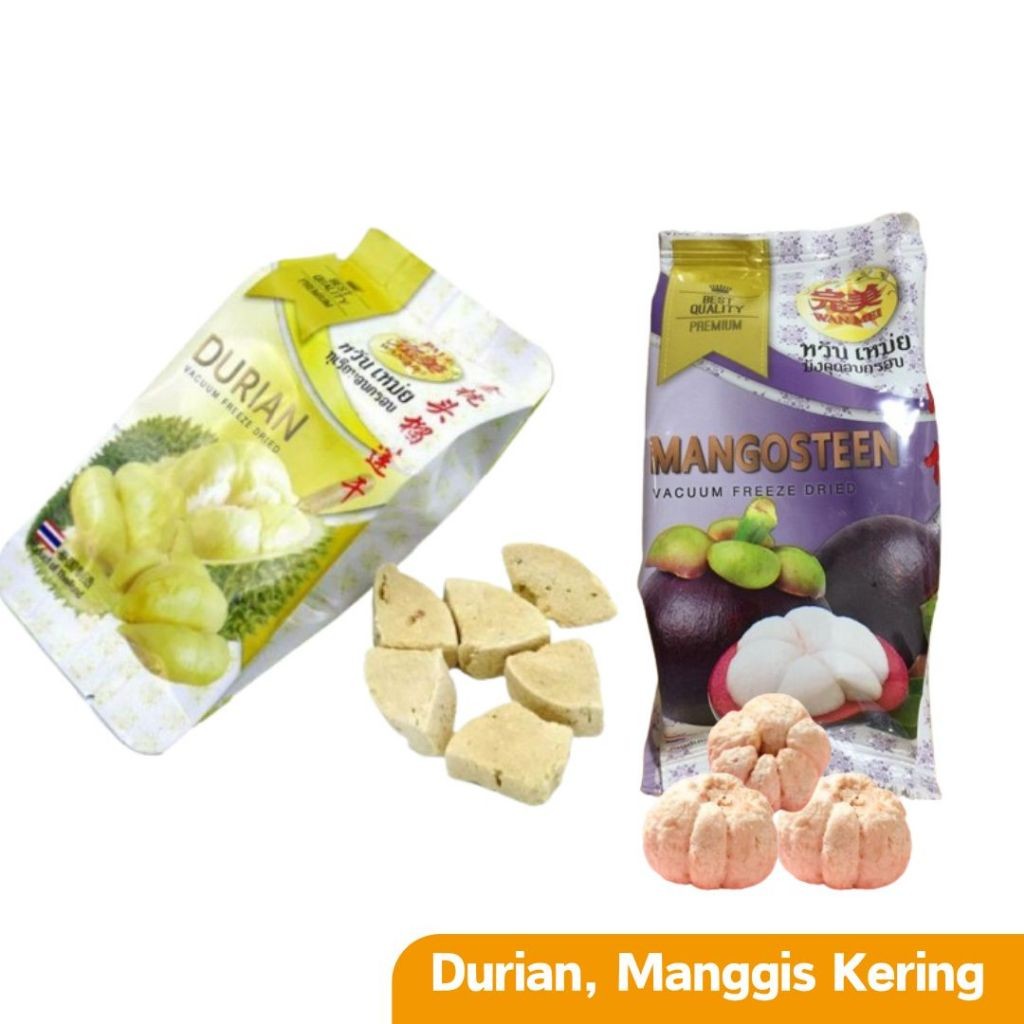 Freeze Dried Durian Manggis MINI Vacuum Premium Wan Mei Buah Kering / Mangosteen / Durian / Snack Ce