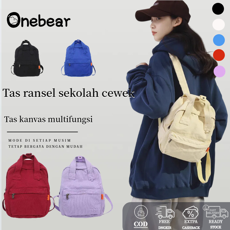 Onebear japan tas ransel mini backpack kanvas wanita tas sekolah y2k aesthetic ransel kuliah kecil m