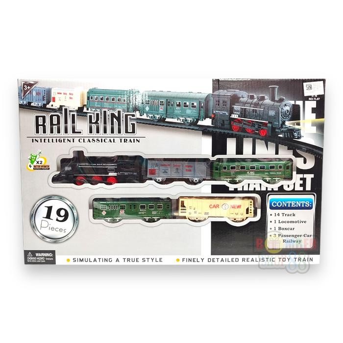 Hot Produk MAINAN ANAK KERETA API RAIL KING 19 PCS CLASSIC TRAIN LOCOMOTIF Kado Permainan Control Pl