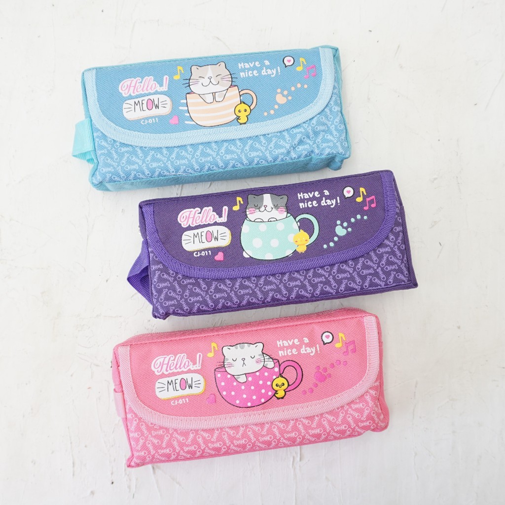 

PENSIL CASE RESLETING KUCING / TEMPAT PENSIL KAIN LUCU KARAKTER CAT