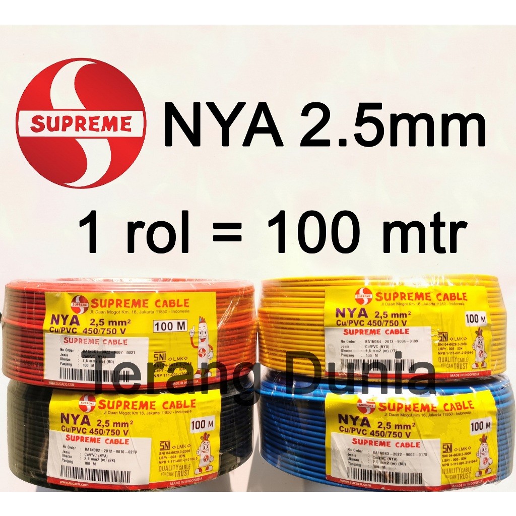Terlaris Kabel NYA 2.5mm 100meter Supreme NYA 1x2.5mm 100meter Kabel Supreme NYA 2.5mm 100meter