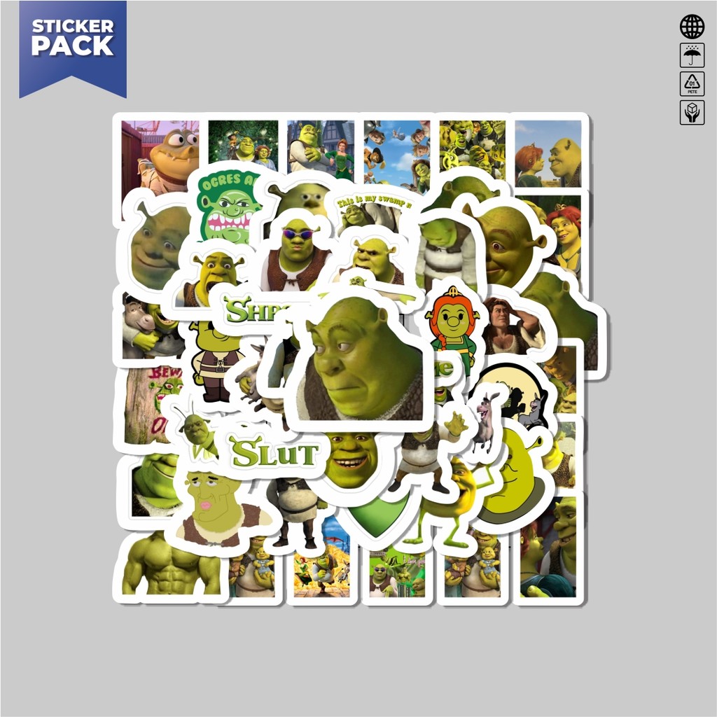 

[100PCS]Stiker Pack Stiker Kartun Shrek Aesthetic Vinyl Anti Air Dekorasi Sticker Laptop Buku Journal Koper Helm Casing HP Gitar Helm Skateboard
