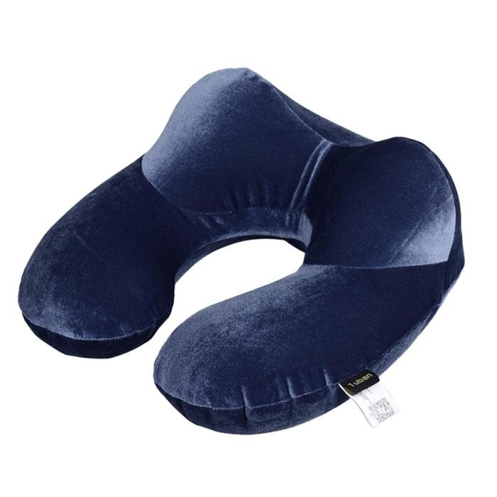Loriver Bantal Leher Tiup U-Shape + Penyangga Kepala Travel Pillow Inflatable Neck Comfortable untuk
