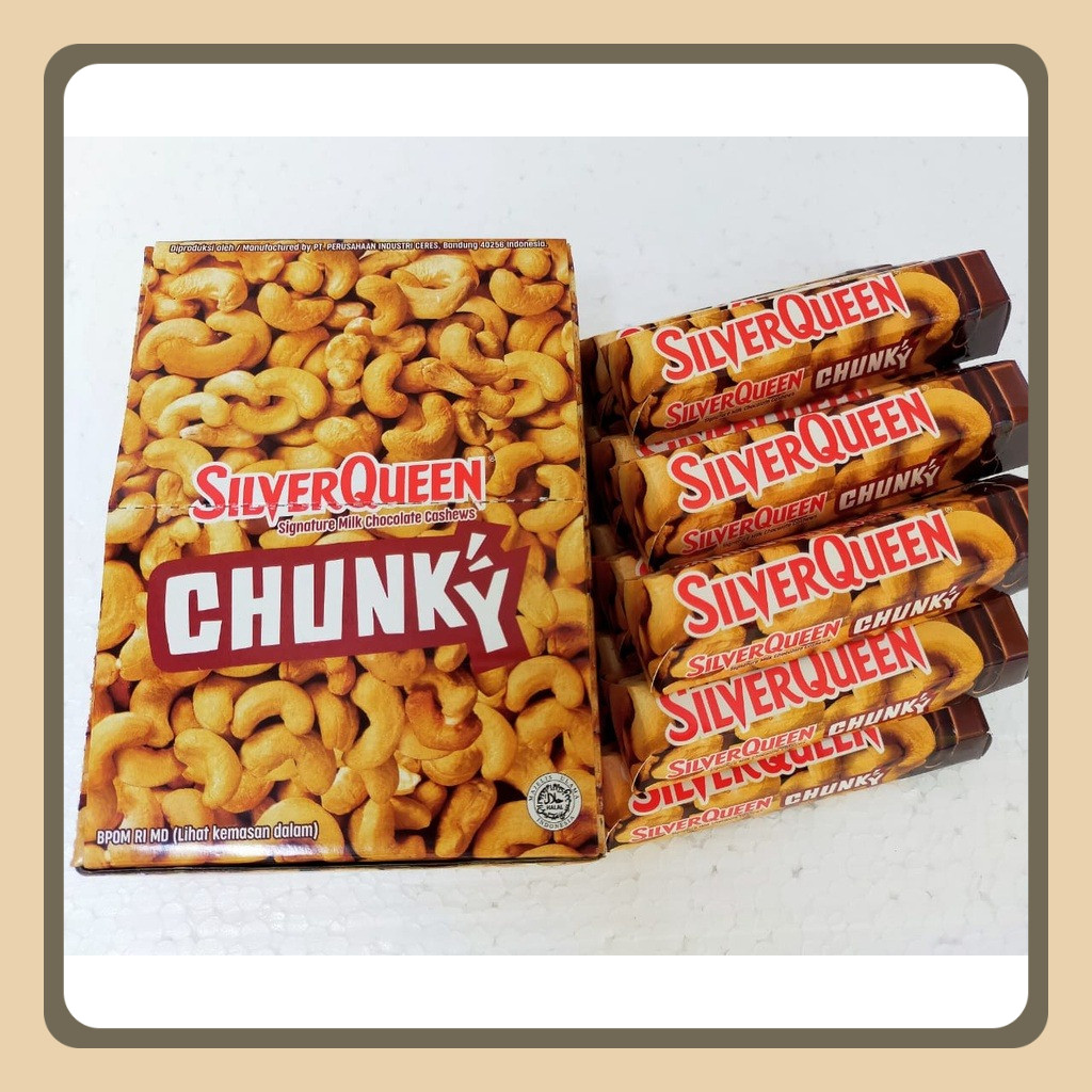 

Silverqueen almond 58gr Silverqueen cashew kacang mede fresh exp setahun SilverQueen Milk Chocolate with Cashew Almond