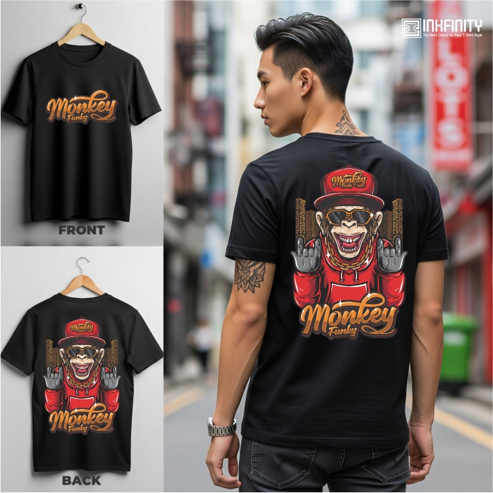 Kaos Distro Unisex Desain “Monkey Funky” – Streetwear Gokil Penuh Attitude