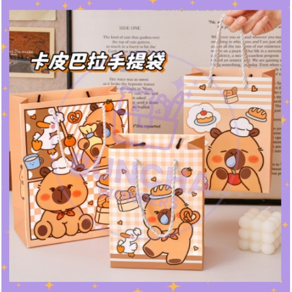 

BW Paper Bag Snack Kapibara Capybara Permen Korean Paper Bag Pembungkus Kue Kering Kemasan S-PO023