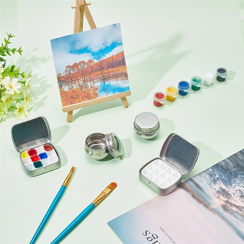 

2 Set Empty Watercolor Palette 12 Well Small Paint Oil Storage Pot Artist Outdoor Sketch Watercolor Kits For Sketching