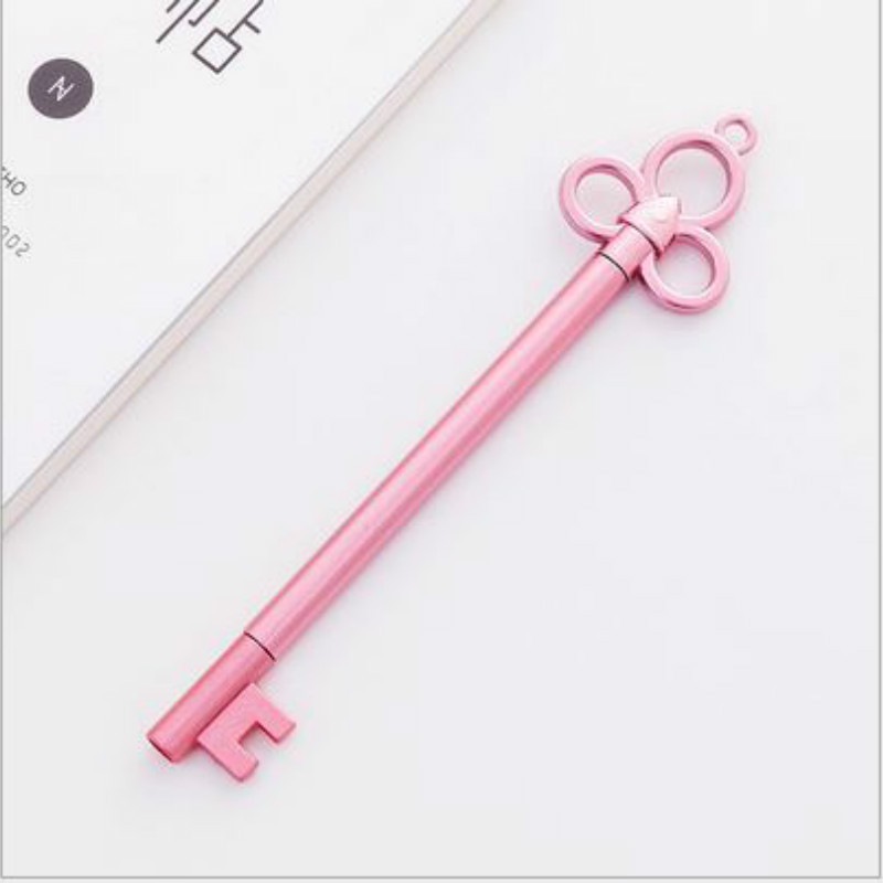 

24 Creative Student Stationery Vintage Gold Key Neutral Pen Metal Texture Signature Pen Black Wholesale Cute Stationary