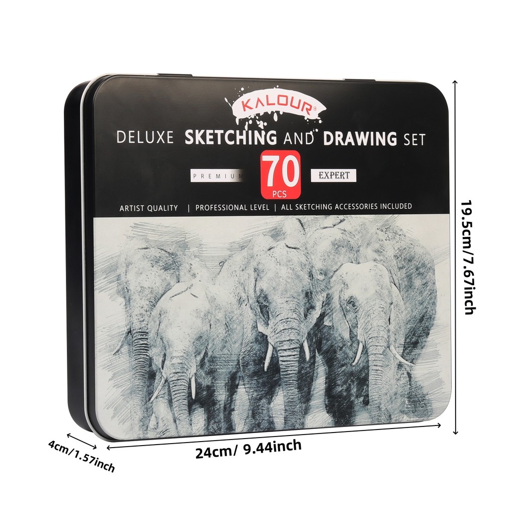 

Kalour Art Supplies 70pcs Professional Sketching Pencil and Drawing Pencil Set in Tin Box with Various Drawing Tool for Artist