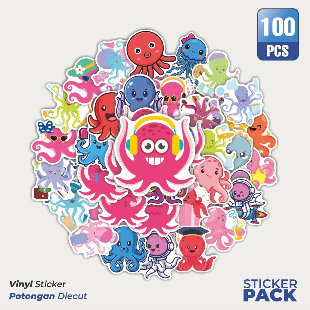 

Stiker Vinyl Hewan Gurita Waterproof Aesthetic- Untuk Laptop, Motor, dan Helm - Paper Stationery Pack