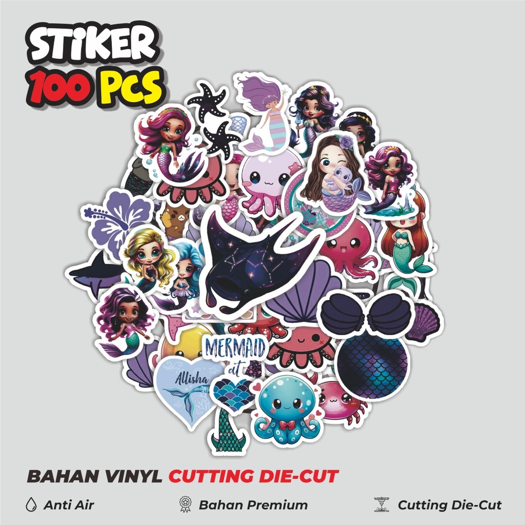 

Terbaru! 50 pcs Stiker The Little Mermaid Dekorasi Lucu Kreatif untuk Notebook, Skateboard, HP