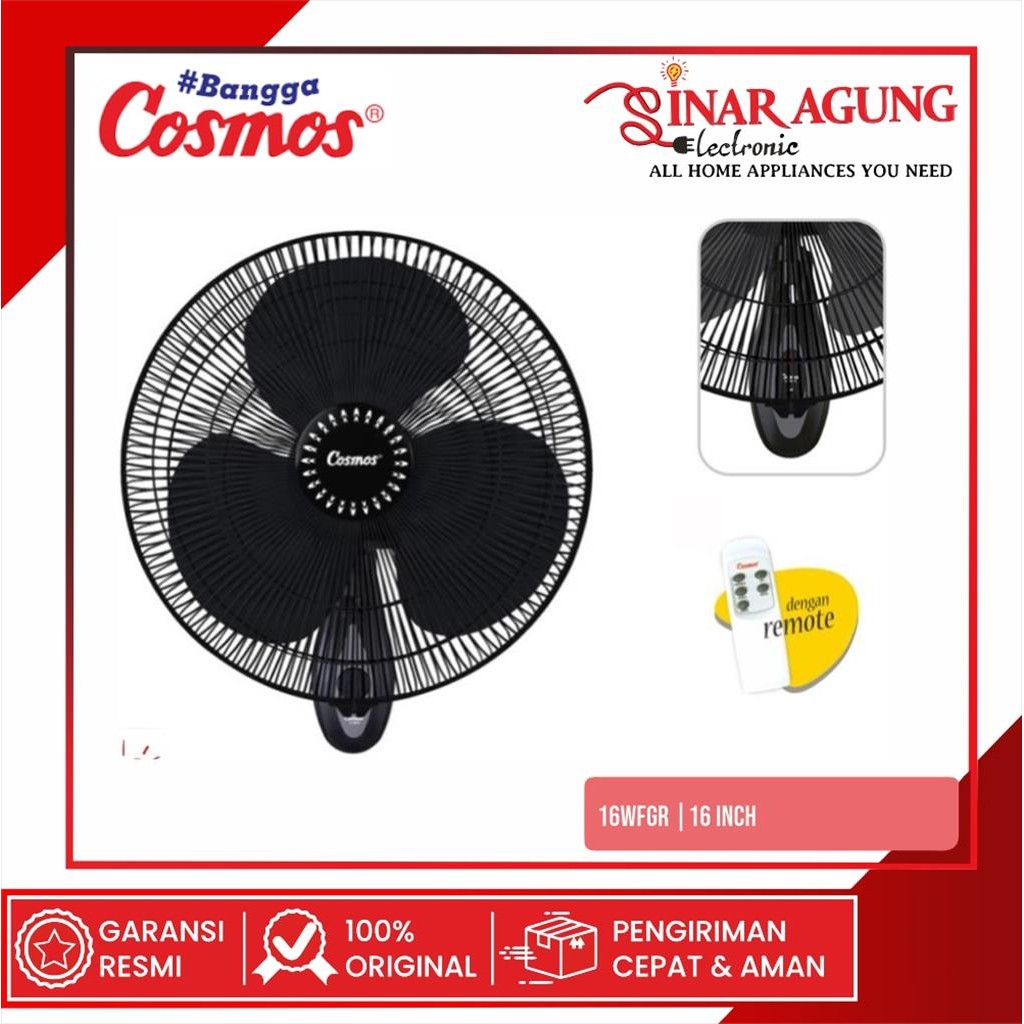 [COD] COSMOS WALL FAN / KIPAS ANGIN DINDING + REMOTE 16 WFGR / 16-WFGR / 16WFGR (16 INCH) GARANSI RE