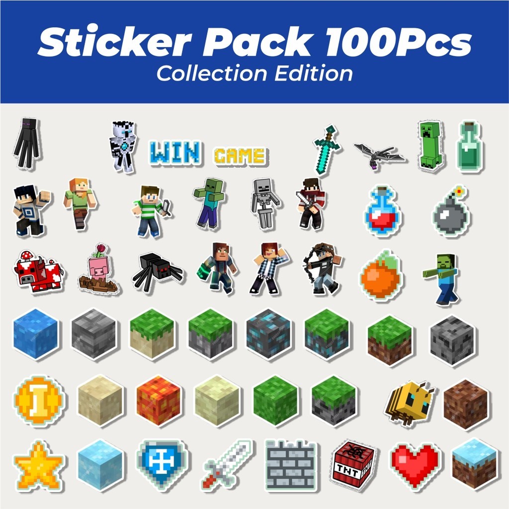 

Hot Stiker Games Minicraft Lucu Anti Air Stikers Berperekat Waterproof Sticker Decal Buat Motor Helm Buku Journal Koper Casing HP Laptop Botol Minum