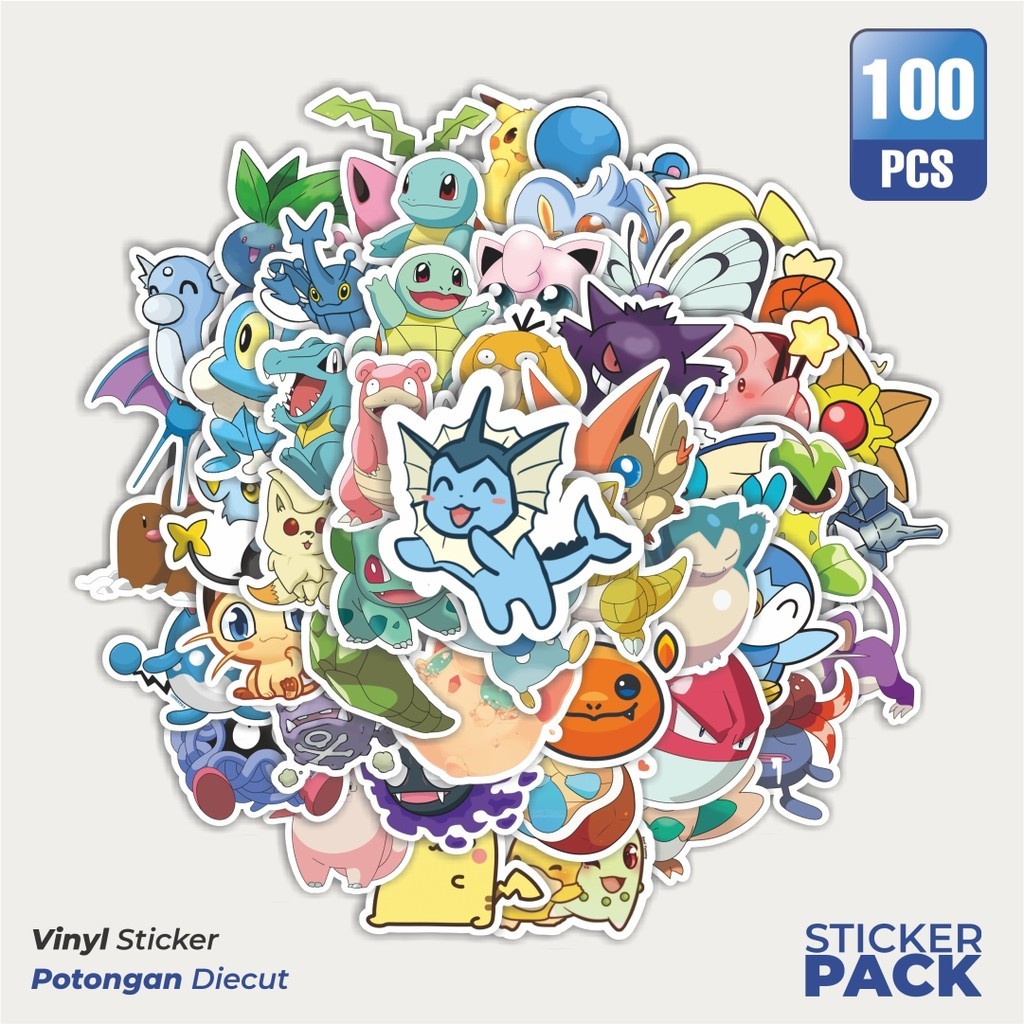 

Stiker Vinyl Stiker Kartun Pokemon Waterproof Aesthetic- Untuk Laptop, Motor, dan Helm - Paper Stationery Pack