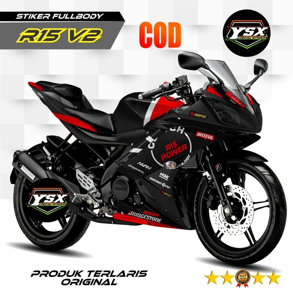 Decal R15 V2 Stiker Fullbody Desain Power Basic hitam