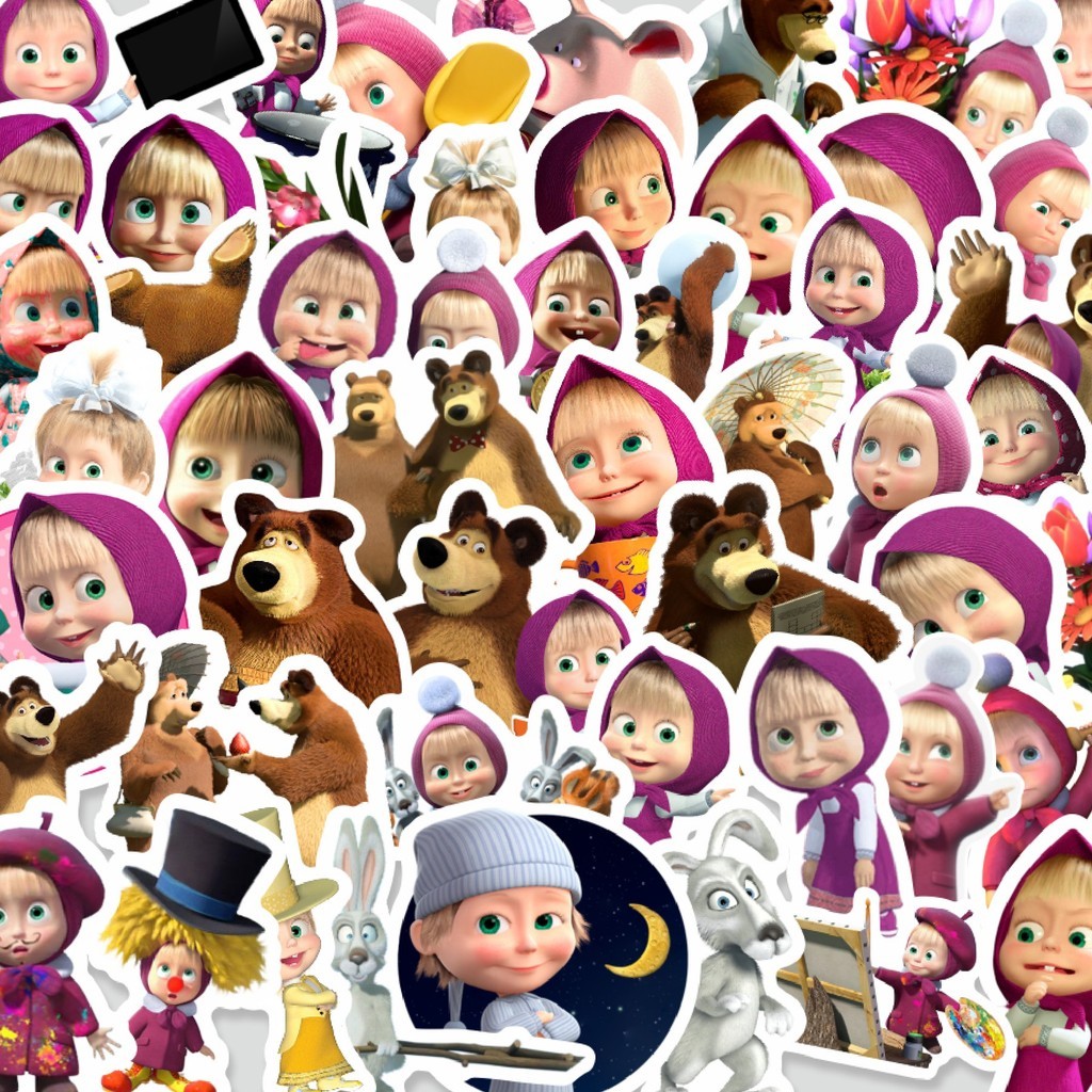 

Stiker Cutting Pack Sticker Kartun Masha And The Bear Sticker Isi 100Pcs Series Aesthetic Lucu Keren Untuk Koper Bahan Vynil