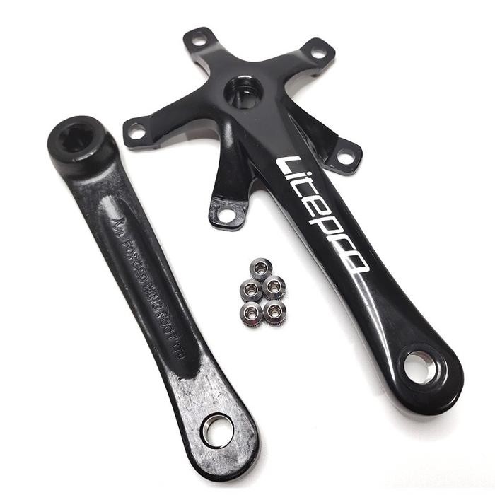 crankset bb kotak LITEPRO crank arm BCD130 aluminum alloy plus jamin ori - Black