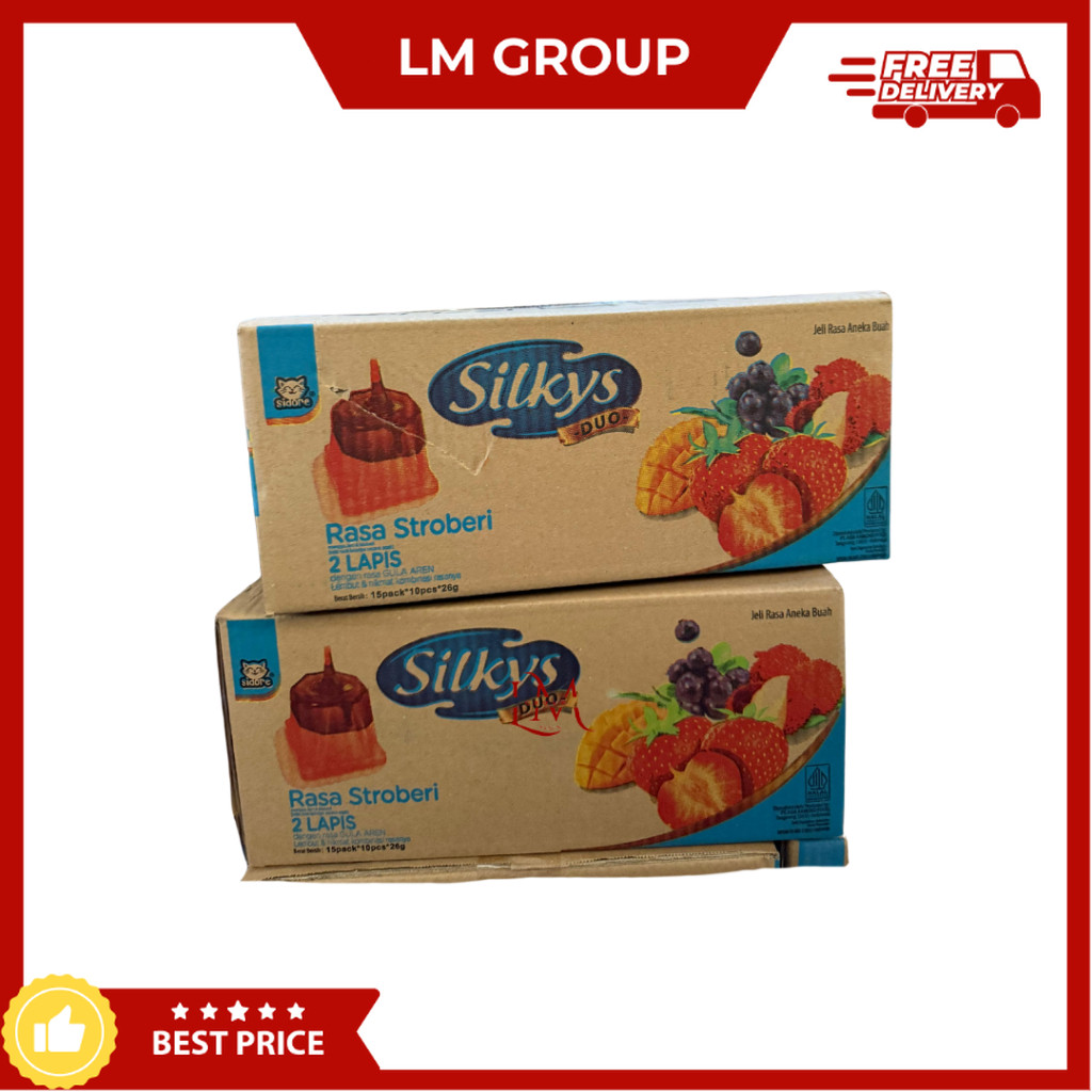 

[1 DUS] Silkys Duo 2 Lapis Gula Aren dan Jeli Aneka Rasa 1 Pack isi 15 Pack x 10 pcs @26gr LM Snack Grosir