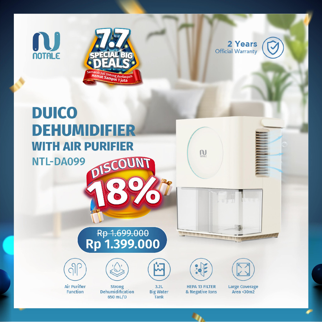 Notale Duico Dehumidifier Serap Lembab Ruangan Humidifier Ruangan NTL-DA099