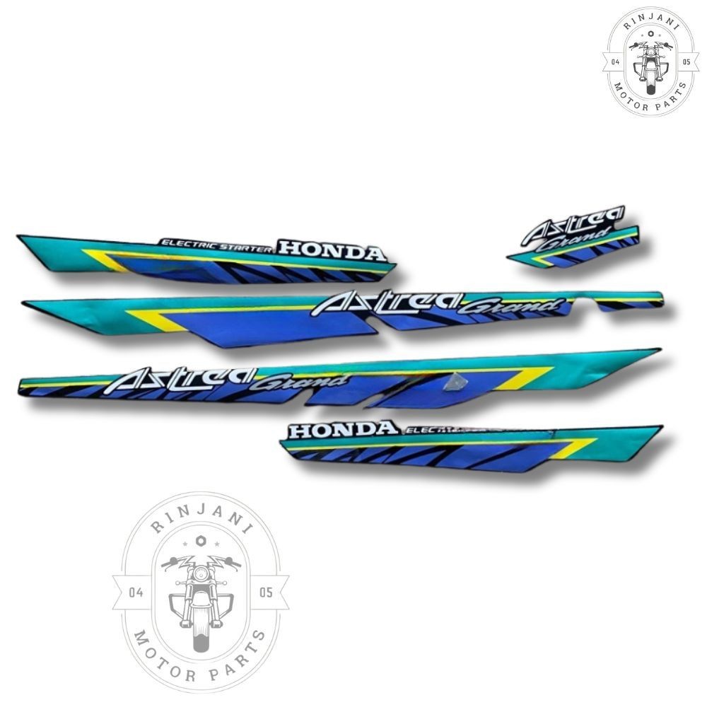 stiker sticker list body motor Honda astrea Grand bulus 93 Th.1993 hitam Hijau striping Mirip Ori