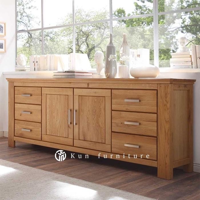 Meja TV / Bufet TV Minimalis Jati – Panjang 2 Meter Model Retro Jepara