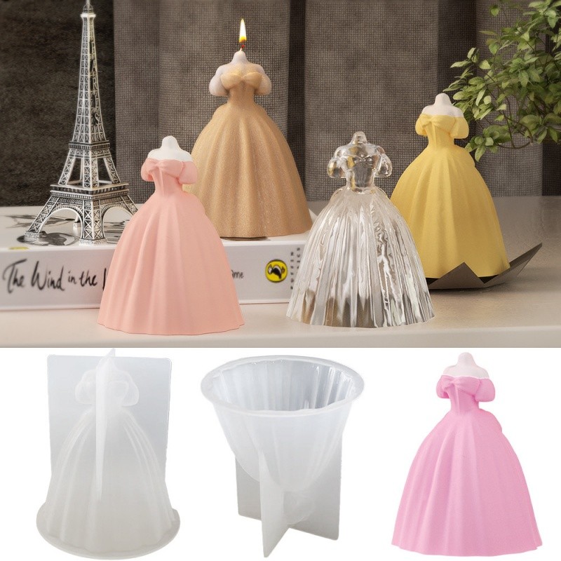

New Wedding Dress Candle Silicone Mold Creative Handmade Gifts Resin Molds DIY Chocolate Ice Block Baking Tools