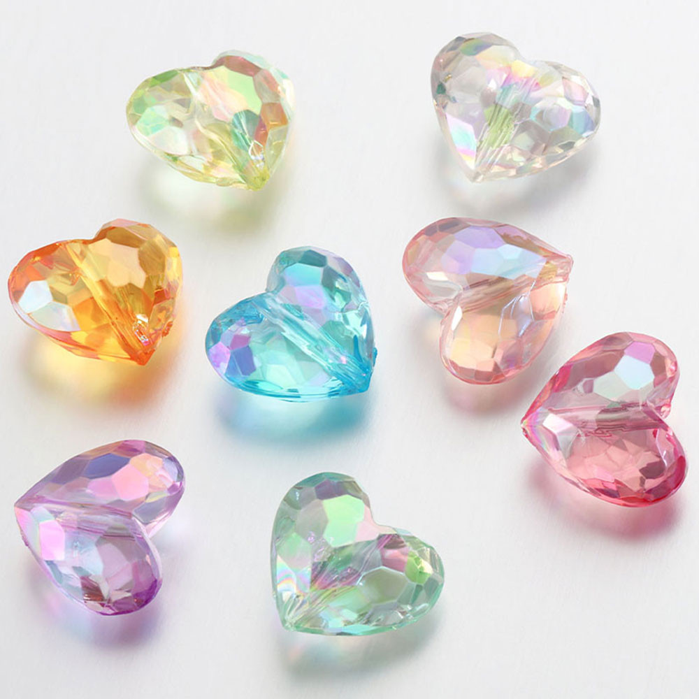 

20pcs Acrylic Heart Beads Transparent Loose Spacer Beads for DIY Jewelry Making Pendants Neaklace Bracelet Needlework Material