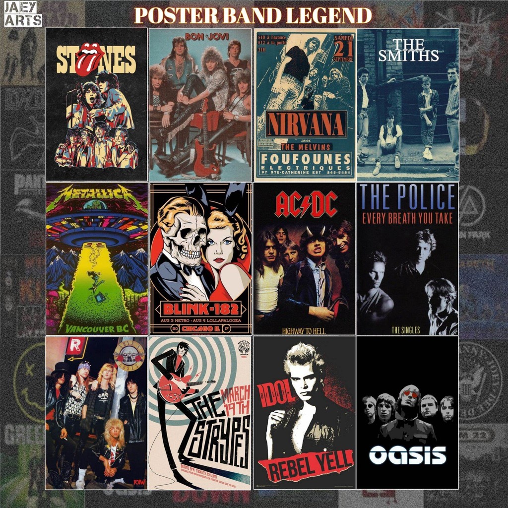 (20 Pcs) Poster dinding murah / Poster Band legend / Poster dinding aesthetic tembok (BISA CUSTOM SE