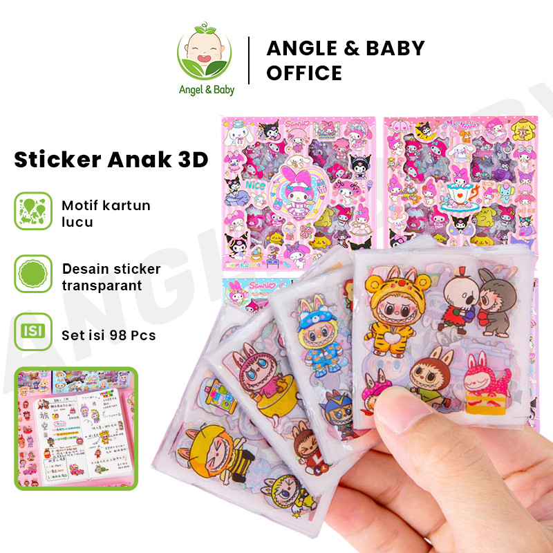 

(98 PCS) 3D Stiker Timbul / Stiker Anak 3D/ Stiker Karakter / Stiker Mainan Anak Laki-laki dan Perempuan / Stiker Motif Kartun Lucu/ Anti Air Dekorasi Handbook Scrapbook DIY