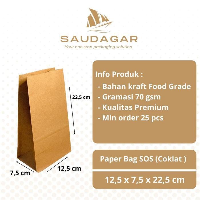 

[PROMO BARANG BARU] Kantong kertas roti / Paper bag SOS Small Coklat Bergaransi Terlaris