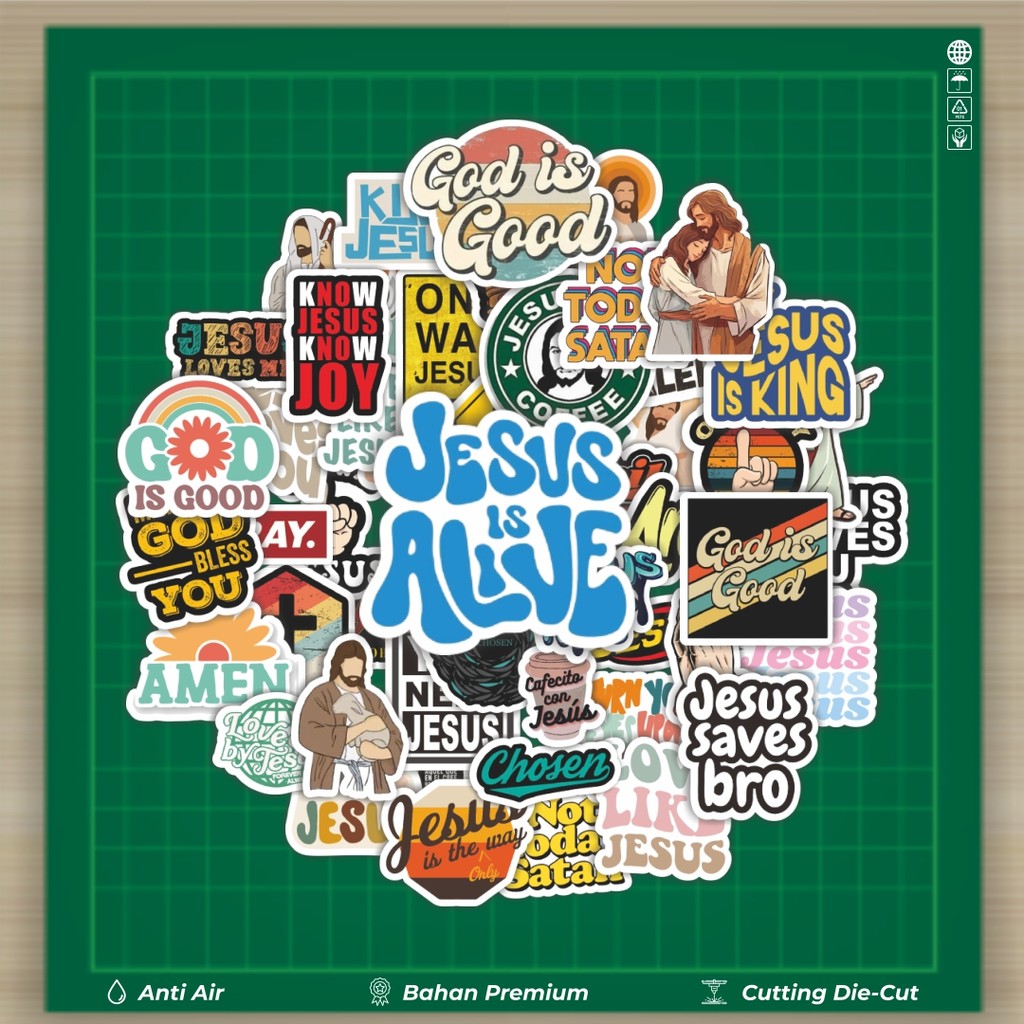 

HOT 50 PCS STIKER Stiker Boho Jesus Phrases Stiker Fashion Cars Decal Dingin Kartu Album Custom Vinyl Anti Air- Sticker Aesthetic Buku Journal Koper Casing HP Tablet Laptop Helm Motor Botol Minum
