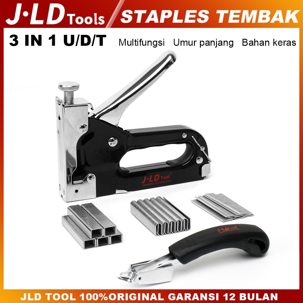 

JLD Staples Tembak Gun 3 in 1 steples tembak kayu karpet banner Stapler gun tacker - 600pcs mata