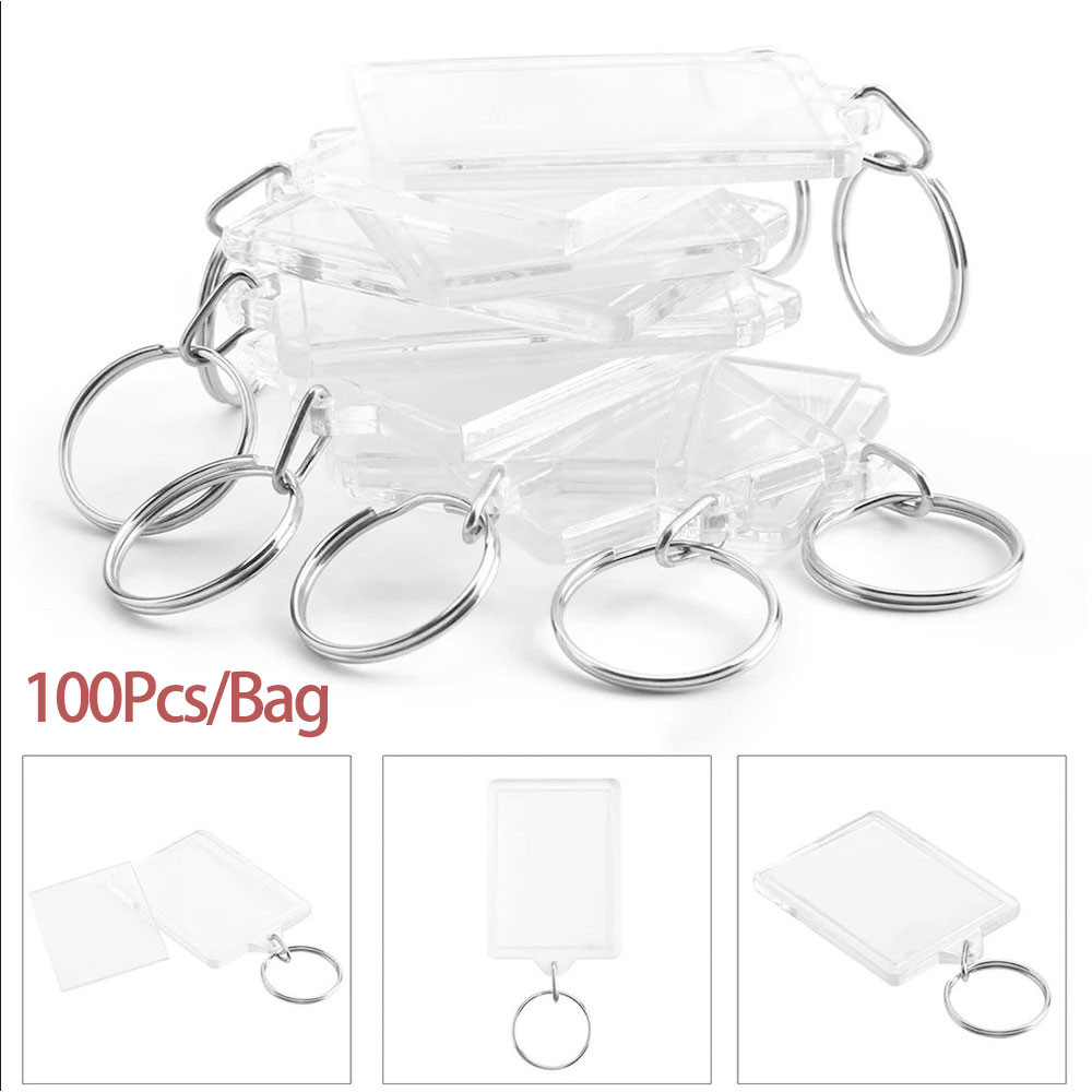100 Pcs Transparent Acrylic Keychains for Custom Cartoon Photos DIY Personalized Pendants Ideal for 