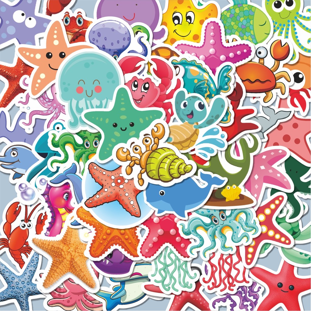 

100PCS Lucu Stiker Magic Sea Series 3 [Seri Laut Ajaib] Stiker Aesthetic Stiker Anti Air Stikers Berperekat Waterproof sticker decal buat Motor Helm Buku Journal Koper Casing HP Laptop Botol Minum Hadiah anak