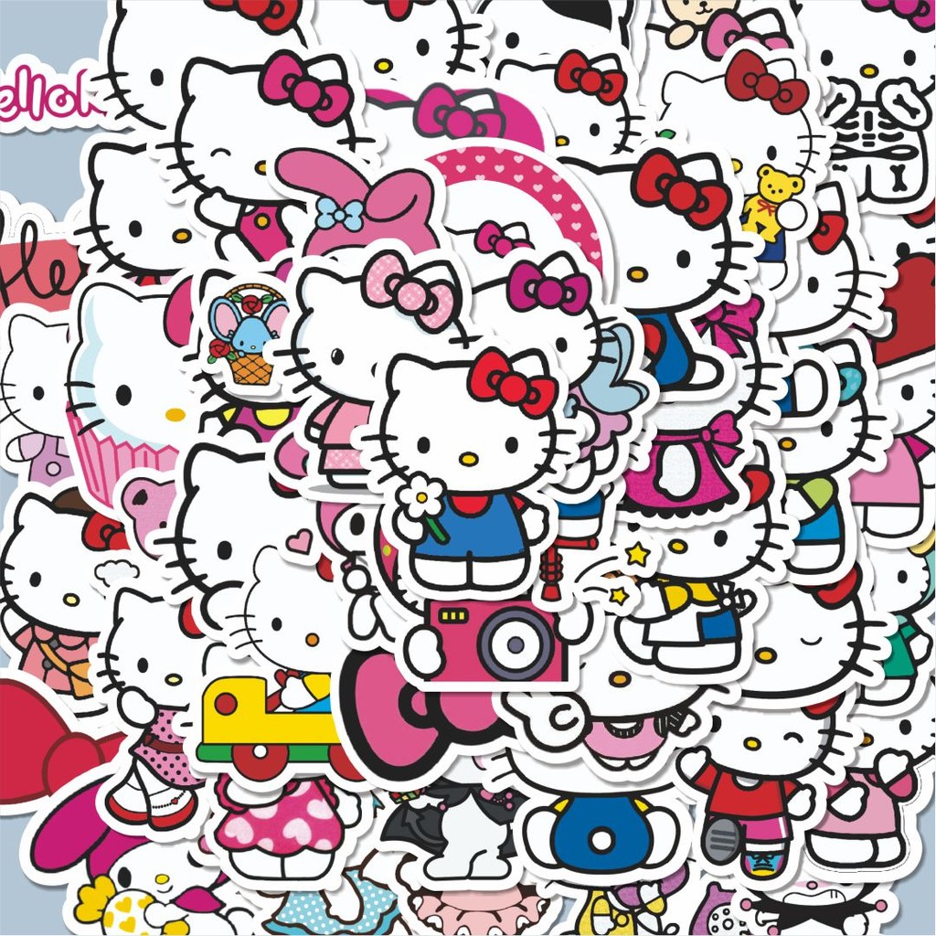 

100PCS Lucu Stiker Kartun Hello Kitty V7 Stiker Aesthetic Stiker Anti Air Stikers Berperekat Waterproof sticker decal buat Motor Helm Buku Journal Koper Casing HP Laptop Botol Minum Hadiah anak