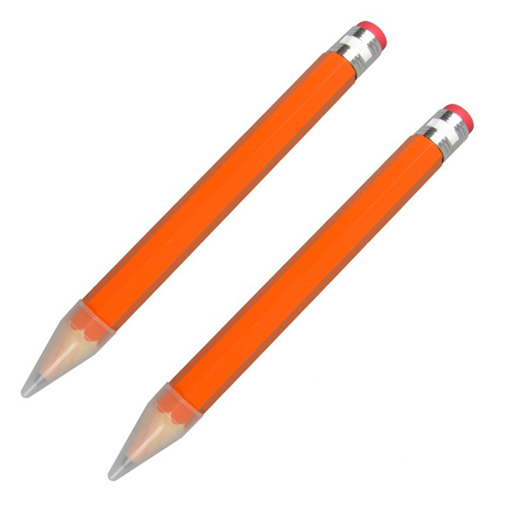 

2 Pcs Colored Pencil Props Sketching Writing Orange Giant Big Mechanical Art Large Long Pencils