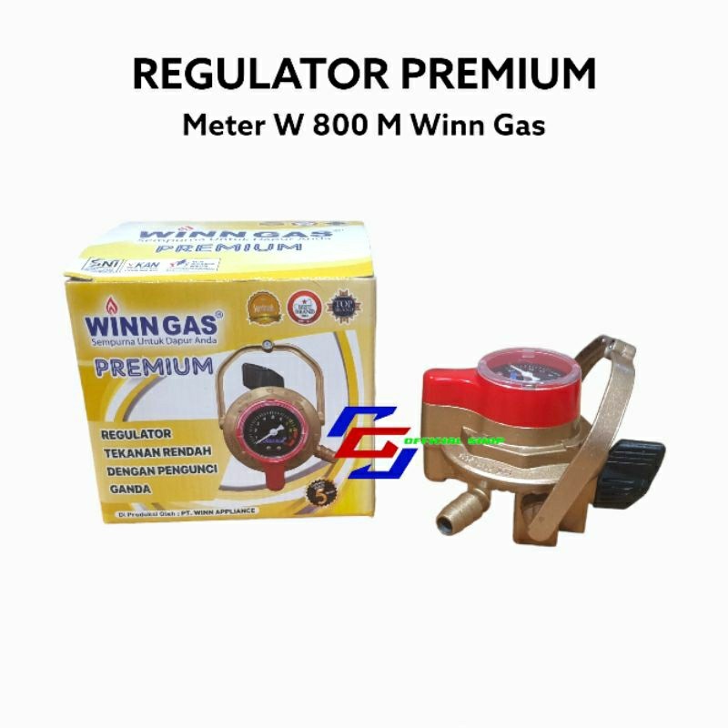 New Premium Regulator Meter W-800 M Yellow Gold Winn Gas Double Lock Ekslusif Safety Plus NusantaraP